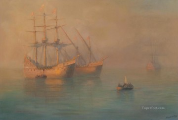Barcos de Colón 1880 Romántico Ivan Aivazovsky Ruso Pinturas al óleo
